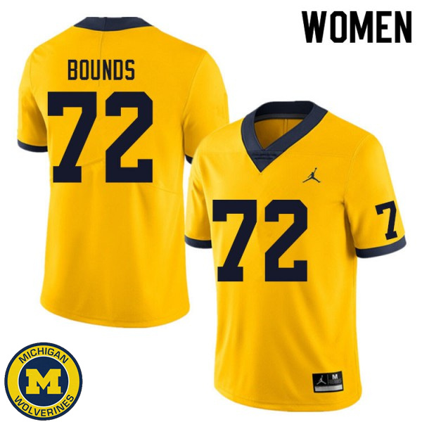 Womens Michigan Wolverines #72 Tristan Bounds Yellow NCAA Football Jersey